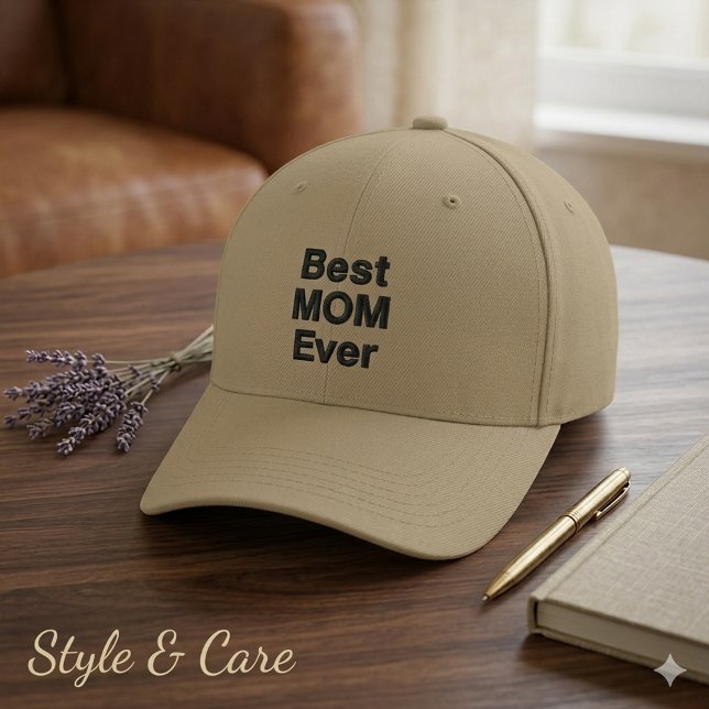 Stilvoller, maßgeschneiderter Text 'Beste MUTTER A Bestickte Baseballkappe (Stylish Custom Best MOM Ever Text Embroidered Baseball Cap)