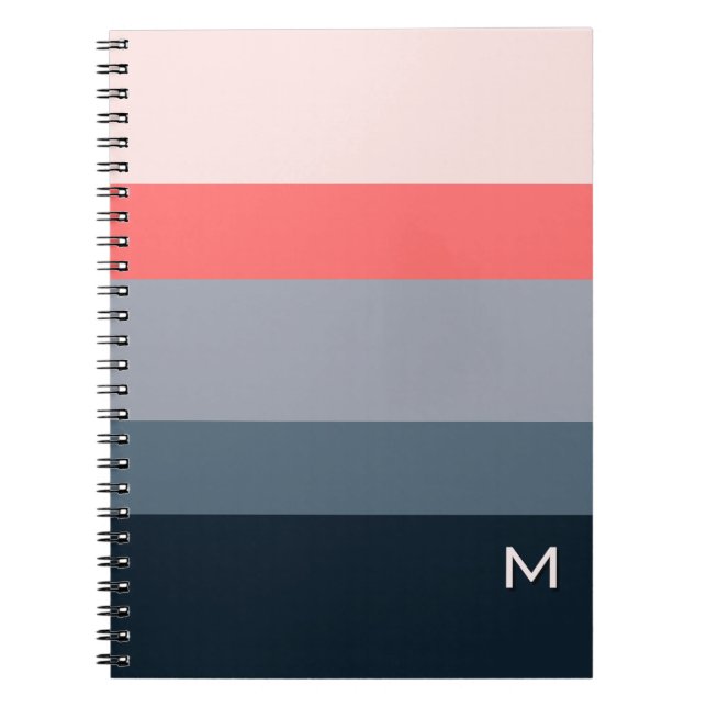 Stilvoller moderner Farbblock grau pink Monogramm Notizblock (Vorderseite)