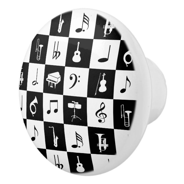 Stilvoller moderner Musiknoten und Instrumente Keramikknauf (Rechts)