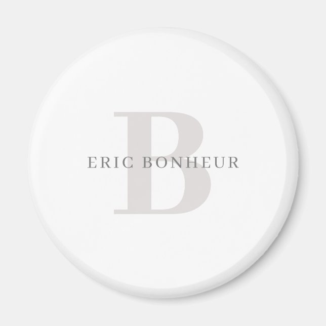Stilvoller moderner Name und Monogramm Magnet (Vorne)