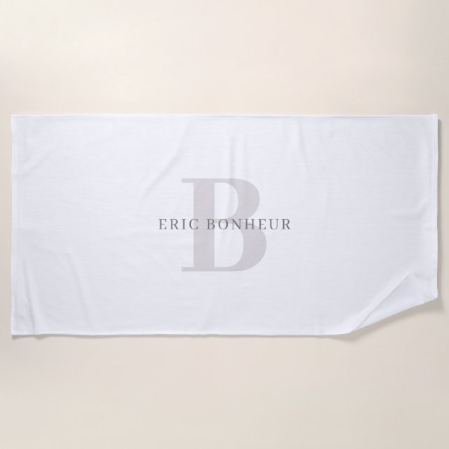 Stilvoller moderner Name und Monogramm Strandtuch (Vorderseite)