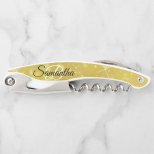 Stilvoller Monogramm-Glitzer-Kellner-Korkenzieher  Kellnermesser