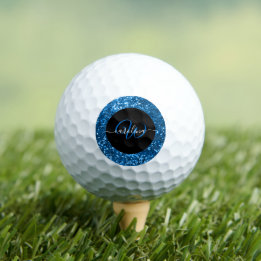 Stilvoller Monogramm-Name Blau funkelnder Glitzer Golfball