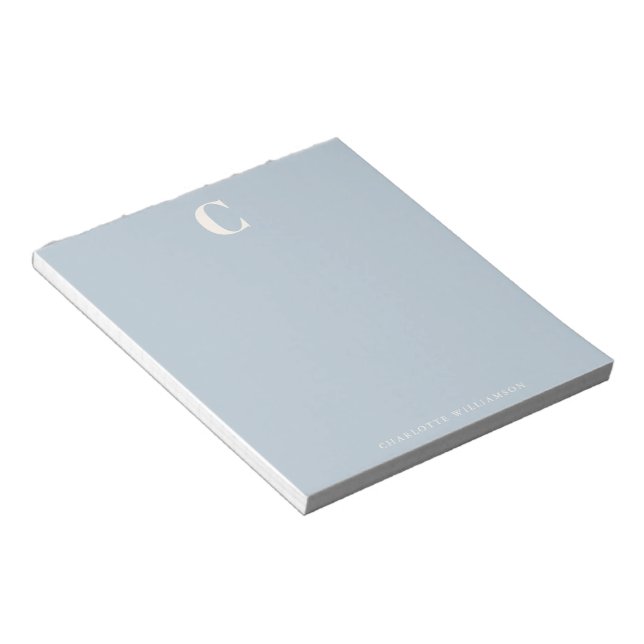 Stilvoller monogrammierter Name Modernes Hellblau Notizblock (angewinkelt)