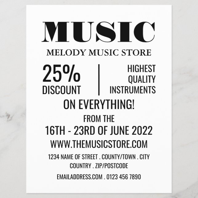 Stilvoller Musical Instrument Store Flyer (Vorne)