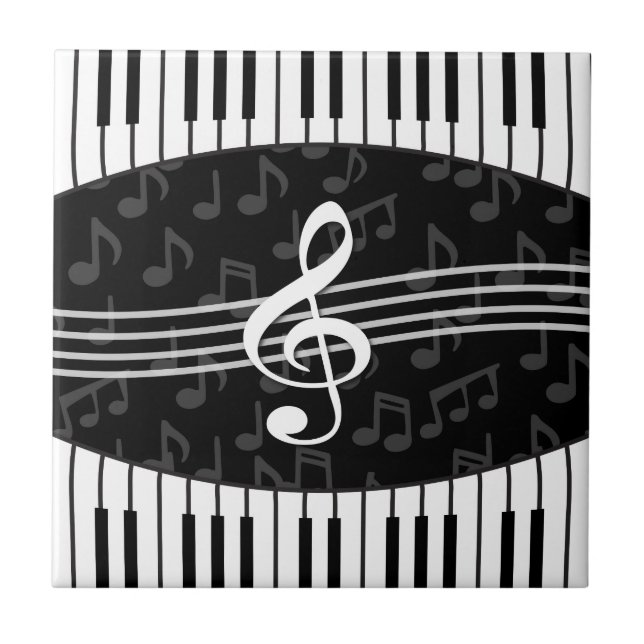 Stilvoller Musiknoten-dreifacher Clef-und Fliese (Vorderseite)