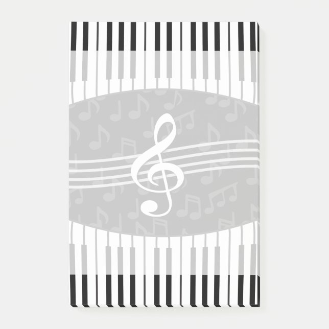 Stilvoller Musiknoten-dreifacher Clef-und Post-it Klebezettel (Vorderseite)