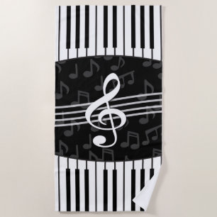 Stilvoller Musiknoten-dreifacher Clef-und Strandtuch