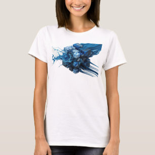 Stilvoller Navy-Abstrakter-Würfel-Kunstdruck T-Shirt