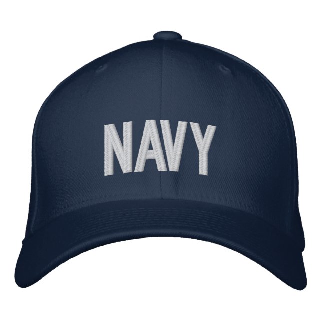 Stilvoller NAVY-Text Bestickte Baseballkappe (Vorderseite)