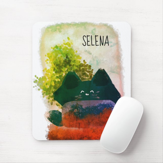 Stilvoller Niedlicher Cartoon Hidden Fluffy Blue C Mousepad (Mit Mouse)