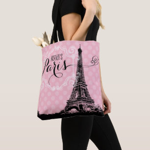Stilvoller Paris-Eiffelturm addieren Namen und Tasche