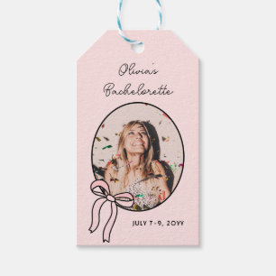 Stilvoller Pink Bow Girly Junggeselinnen-Abschied Geschenkanhänger