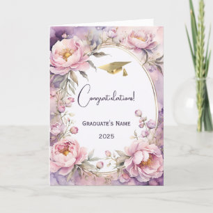 Stilvoller Pink Peony Watercolor Abschluss Karte