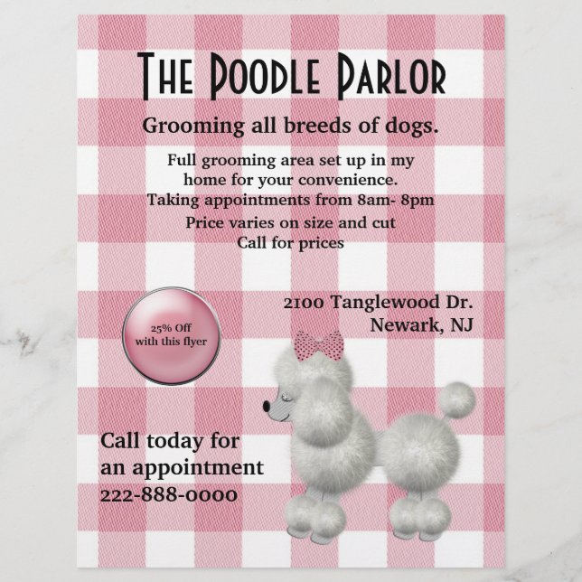 Stilvoller Pink & White Dog Care Flyer (Vorne)