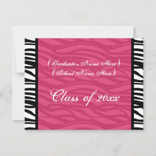 Stilvoller Pink Zebra Feminine Abschluss Einladung