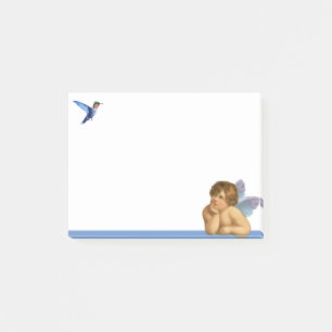 Stilvoller Raphael-Cherub & Blauer Kolibri Post-it Klebezettel