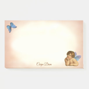 Stilvoller Raphael Cherub & blauer Schmetterling Post-it Klebezettel