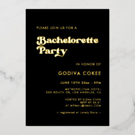 Stilvoller Retro-Junggeselinnen-Abschied in Schwar Folieneinladung
