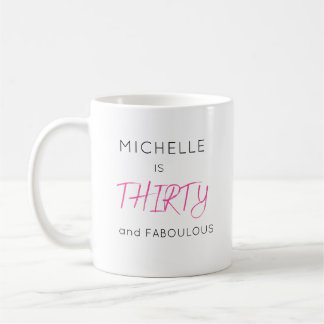 Stilvoller Rosa Dreißigster Personalisierter Name  Kaffeetasse
