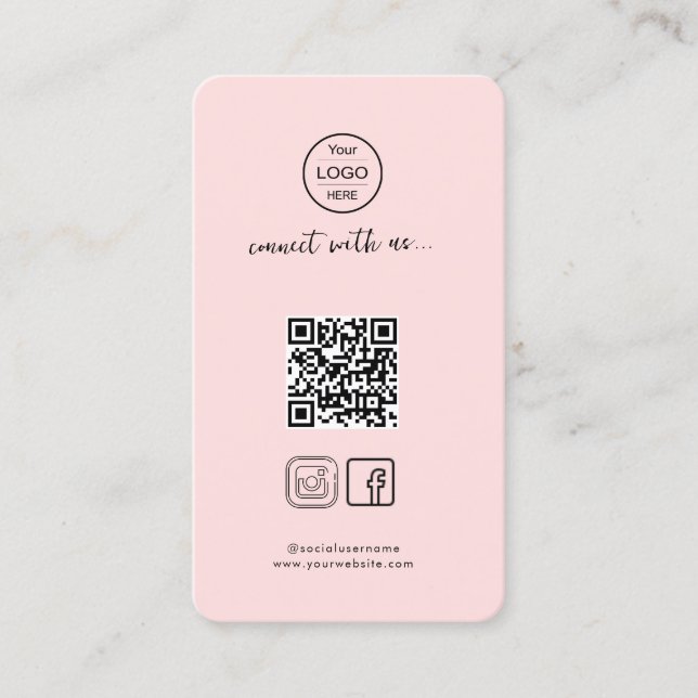 Stilvoller rosa QR Code für Instagram & Facebook Visitenkarte (Vorderseite)