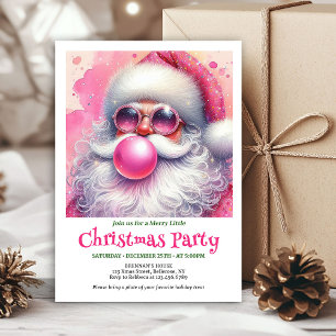 Stilvoller rosa Weihnachtsmann-Bubble-Gum lustiger Einladung