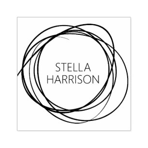 Stilvoller runder Kritzelname Gummistempel