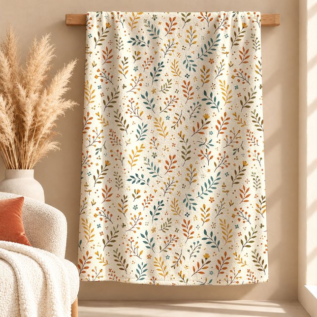 Stilvoller Rust-Sage-Boho-Wurfdecken-Design Art Fleecedecke (Stylish Rust Sage Boho Throw Blanket Design Art)