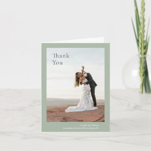 Stilvoller, salbeigrüner moderner Hochzeit Dankeskarte