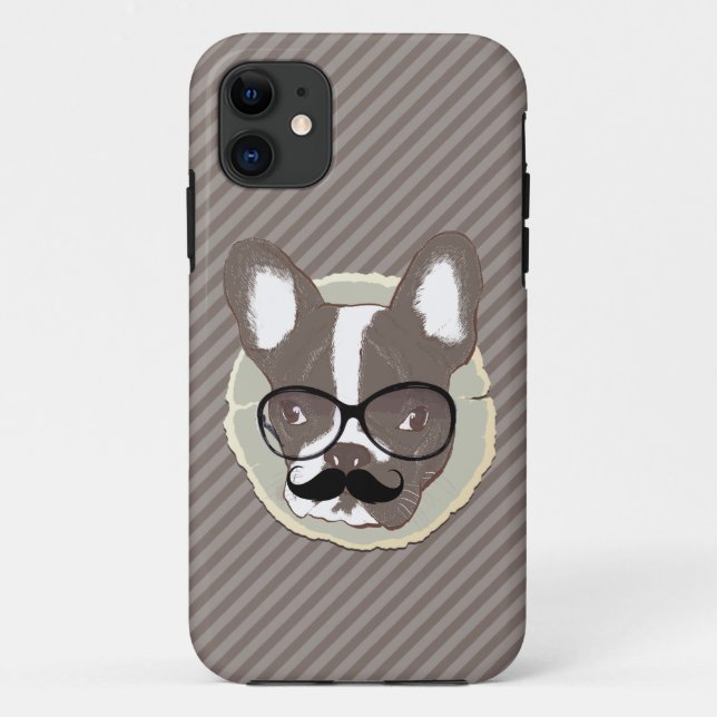 Stilvoller Schnurrbart-französische Bulldogge Case-Mate iPhone Hülle (Rückseite)