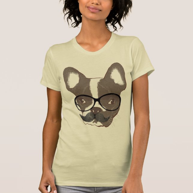 Stilvoller Schnurrbart-französische Bulldogge T-Shirt (Vorderseite)