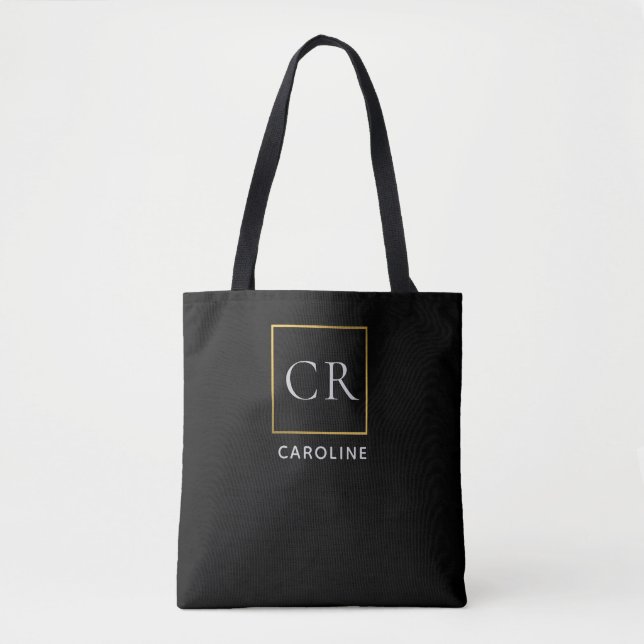 Stilvoller schwarzer moderner personalisierter  tasche (Vorderseite)