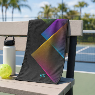 Stilvoller schwarzer Neon-Geometrie-Monogramm-Spor Handtuch