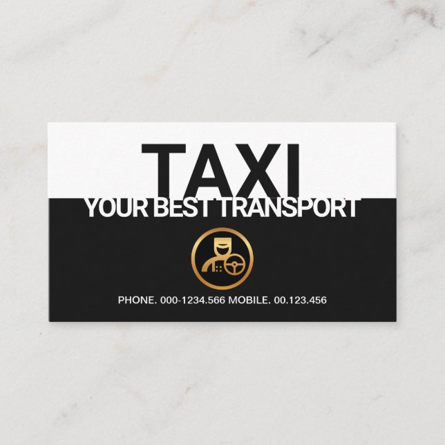 Stilvoller Schwarzgrenzwerter Taxifahrer Visitenkarte (Vorderseite)