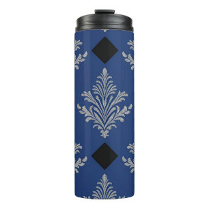 Stilvoller Silber-Damask-Thermalbecher Thermosbecher