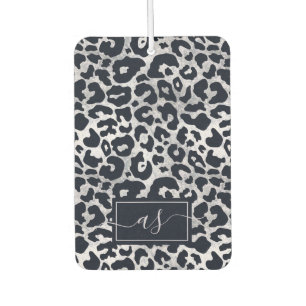 Stilvoller Silber-Schwarz-Leopardenprint mit Monog Autolufterfrischer