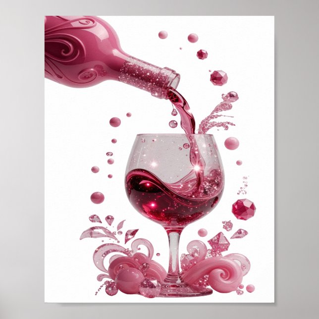 Stilvoller Silberner ABSTRACT ART Kunstdruck Poster (Vorne)