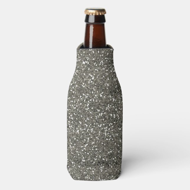 Stilvoller Silver Glitzer Flaschenkühler (Flaschenvorderseite)