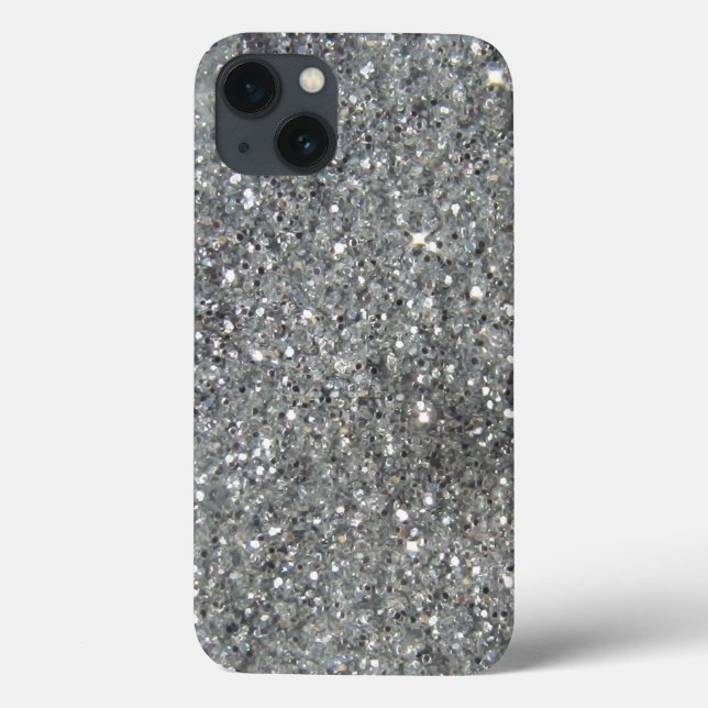Stilvoller Silver Glitzer Glitz Print Case-Mate iPhone Hülle (Rückseite)