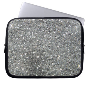 Stilvoller Silver Glitzer Glitz Print Laptopschutzhülle