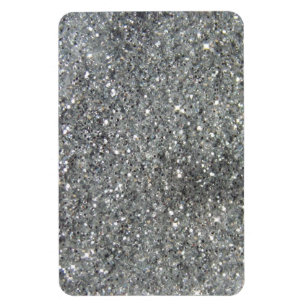 Stilvoller Silver Glitzer Glitz Print Magnet