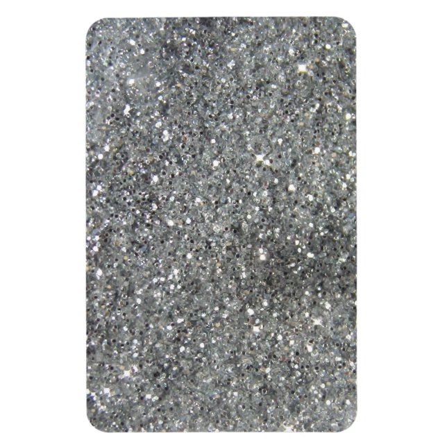 Stilvoller Silver Glitzer Glitz Print Magnet (Vertikal)