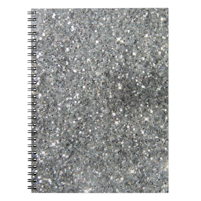 Stilvoller Silver Glitzer Glitz Print Notizblock (Vorderseite)