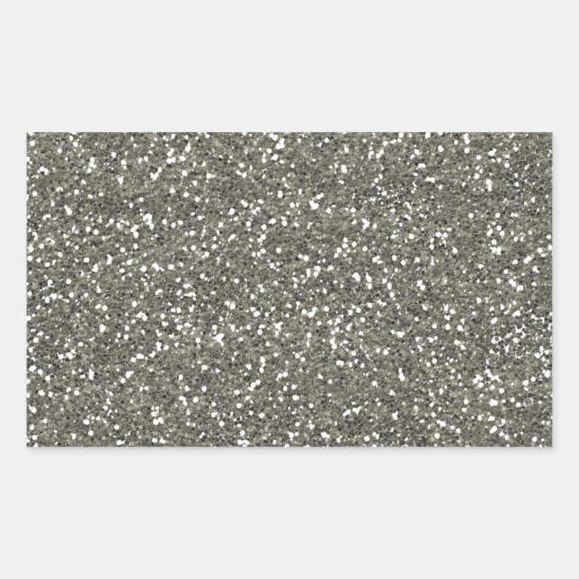 Stilvoller Silver Glitzer Rechteckiger Aufkleber (Vorderseite)