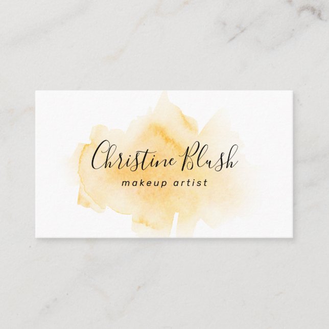 Stilvoller, sonniger Yellow Watercolor Splash MUA Visitenkarte (Vorderseite)