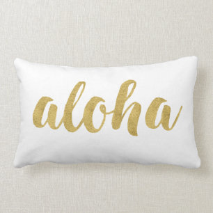 Stilvoller Spaß hallo Aloha im Gold dekorativ Lendenkissen