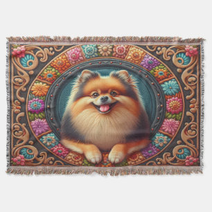 Stilvoller Spitz Hund bläserfarbene Grenze Decke