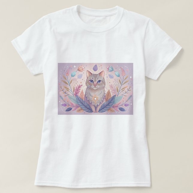 Stilvoller T - Shirt mit niedlichem Kätzchen in Pa (Design vorne)