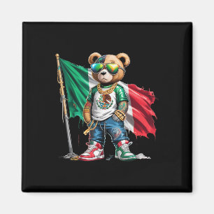 Stilvoller Teddybär Mexikanische Flagge Mexiko Hip Magnet