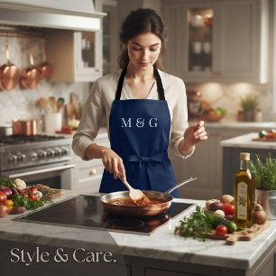 Stilvoller Text Monogramm personalisiert in Navybl Schürze